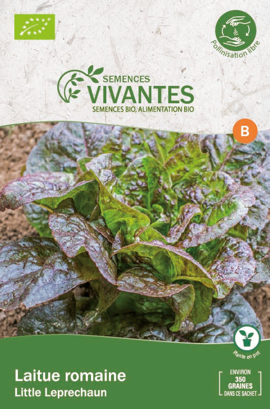 Semences Vivantes -- Laitue romaine little leprechaun bio demeter - Sachet de 350 graines