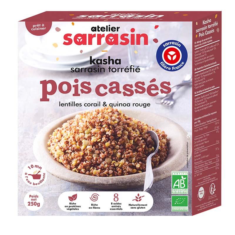 Atelier Sarrasin -- Kasha cuisiné pois cassés/lentilles corail/quinoa rouge bio