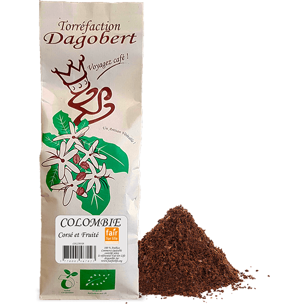 Les Cafés Dagobert -- Colombie 100% arabica, bio et équitable - moulu/filtre (origine Colombie) - 250 g