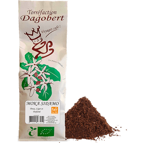 Les Cafés Dagobert -- Moka sidamo 100% arabica, bio et equitable - moulu/filtre (origine Ethiopie) - 500 g