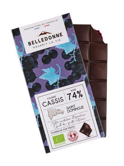 Belledonne -- Tablette fourrée - chocolat noir 74% cassis - 80 g