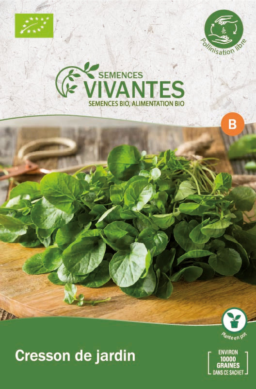 Semences Vivantes -- Cresson de jardin bio - Sachet de 1000 graines