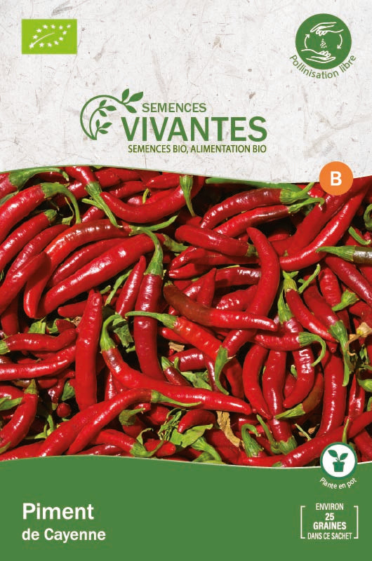 Semences Vivantes -- Piment de cayenne bio - Sachet de 25 graines