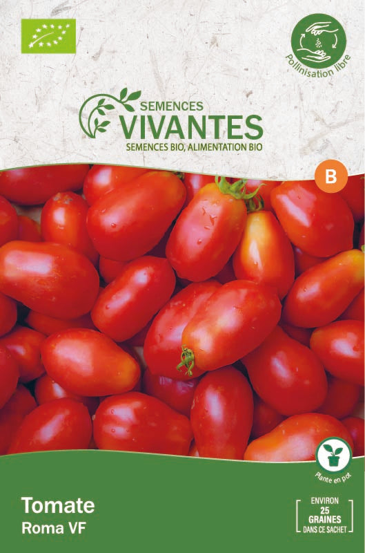 Semences Vivantes -- Tomate roma vf bio - Sachet de 25 graines