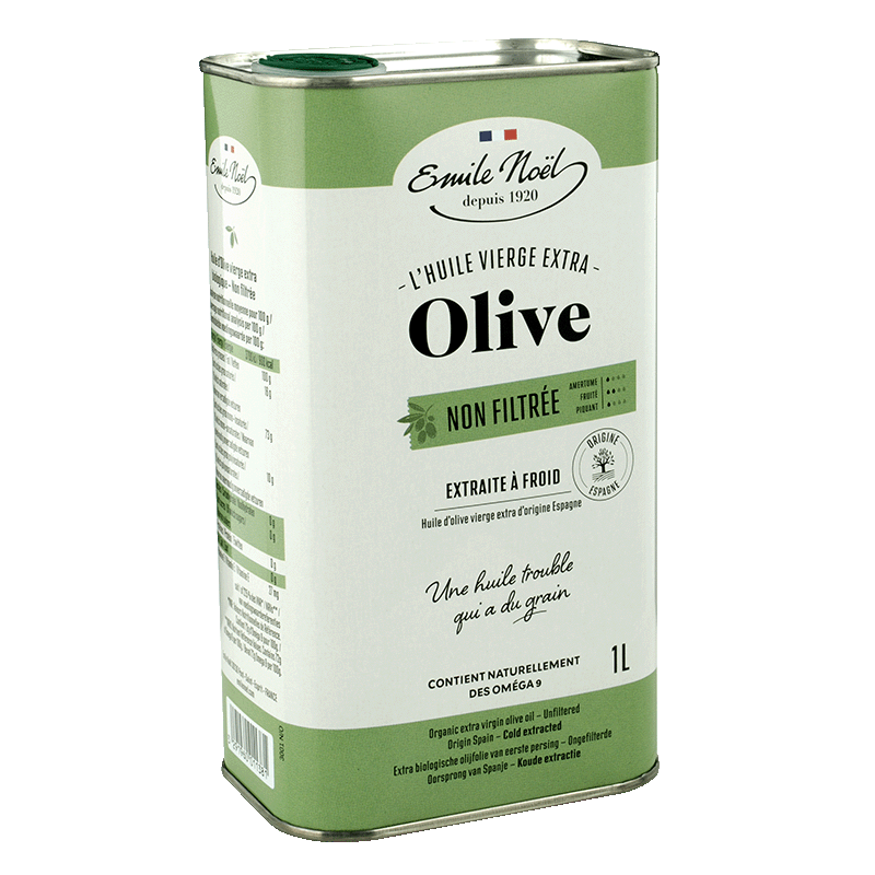 émile Noël -- Huile d'olive vierge extra bio non filtrée bidon (origine Espagne) - 1 l