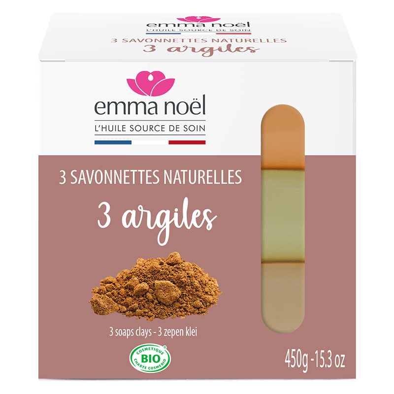 Emma Noël -- Savonnettes 3 argiles bio - 3 x 150 g