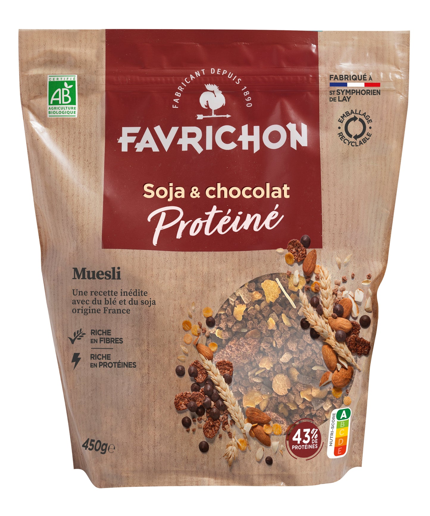 Favrichon -- Muesli protéiné soja & chocolat - 450 g