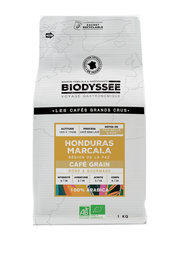Biodyssée -- Café grain grand cru honduras marcala (origine Honduras) - 1 kg