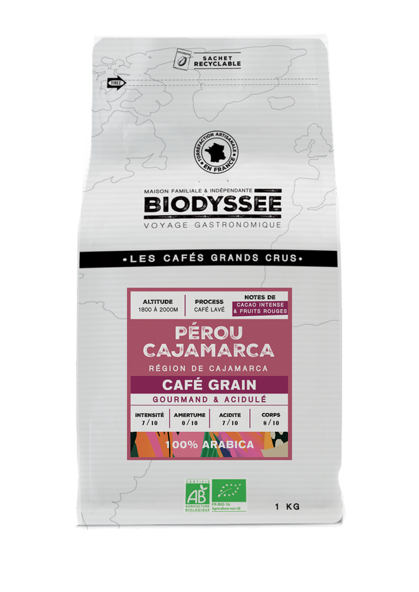 Biodyssée -- Café grain grand cru pérou cajamarca (origine Pérou) - 1 kg