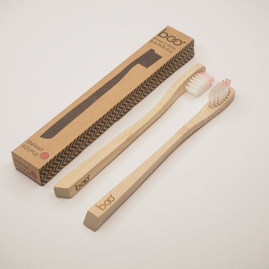 My Boo Company -- Brosse à dents enfant en bambou (souple rose)
