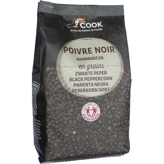 Cook épices -- Poivre noir en grains biopartenaire Vrac (origine Madagascar) - 500 g