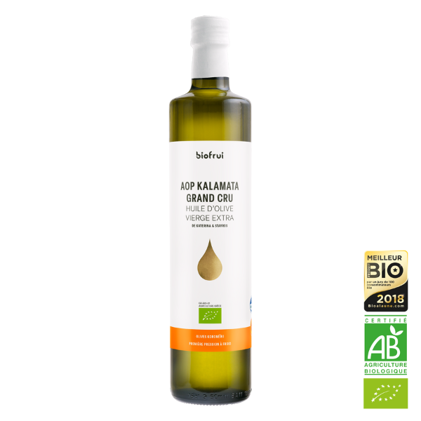 Biofrui -- Huile d'olive koronéïki de kalamata aop vierge extra grand cru bio (origine Grèce) - 75 cl