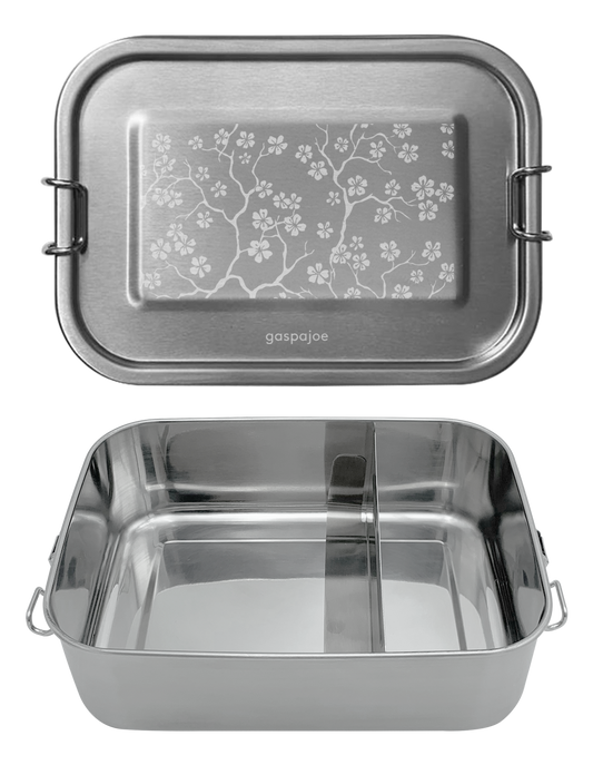 Gaspajoe -- Bento inox gravée cerisier - 800 ml