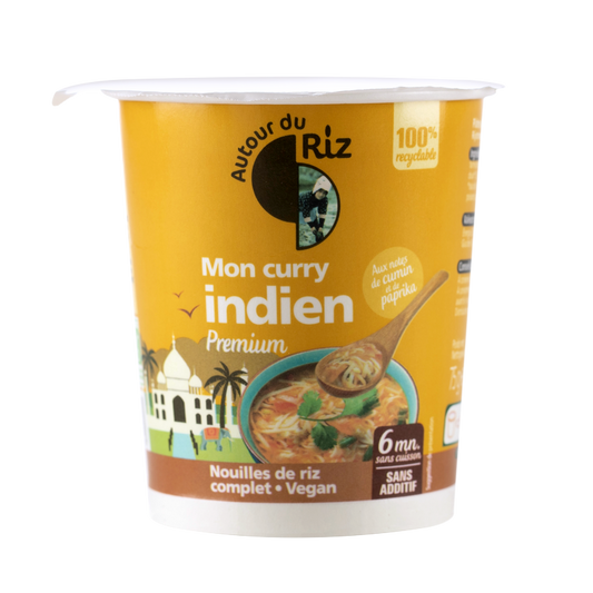 Autour Du Riz -- Cup veggie premium mon curry indien bio - 75 g