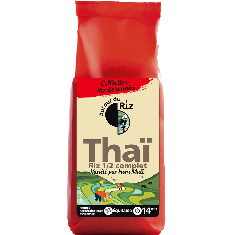 Autour Du Riz -- Riz thaï 1/2 complet bio sans gluten équitable (origine Thaïlande) - 500 g
