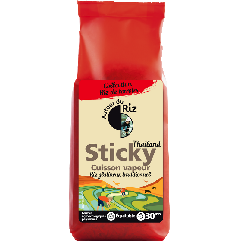 Autour Du Riz -- Sticky rice cuisson vapeur bio sans gluten équitable (origine Thaïlande) - 500 g