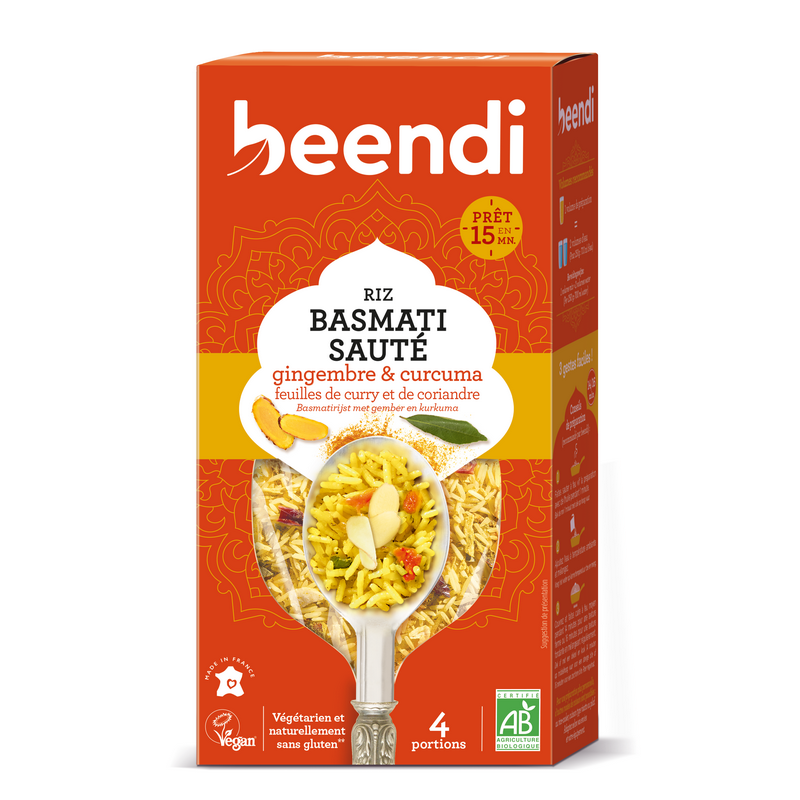 Beendi -- Riz basmati sauté au curcuma et gingembre bio - 250 g