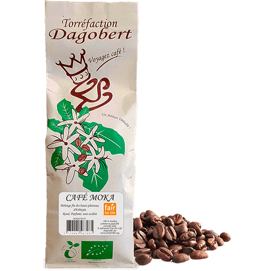 Les Cafés Dagobert -- Mélange café moka 100% arabica, bio et équitable - grains (origine Ethiopie) - 1 kg