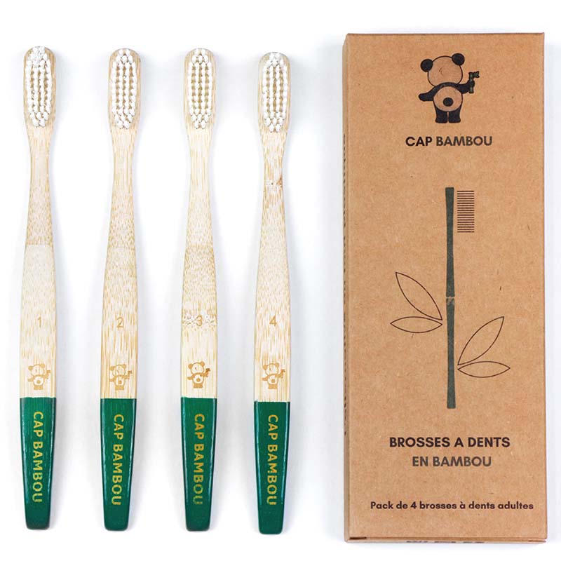 Cap Bambou -- Brosse a dents adulte x 4 poils medium gravee cap bambou