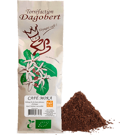 Les Cafés Dagobert -- Mélange café moka 100% arabica, bio et équitable - moulu/filtre (origine Ethiopie) - 500 g