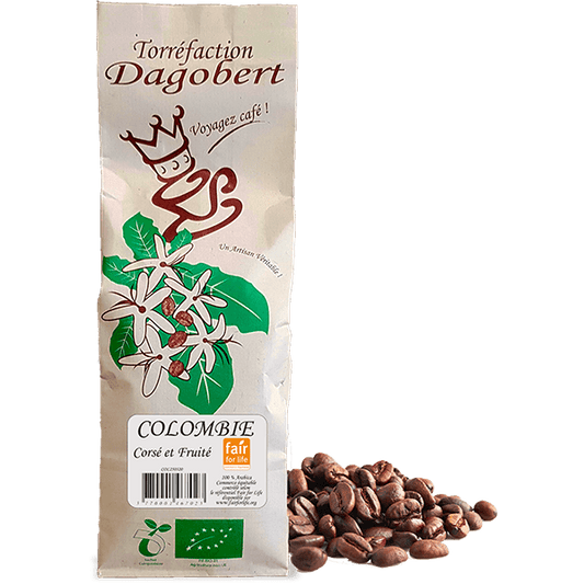 Les Cafés Dagobert -- Colombie 100% arabica, bio et équitable - grains (origine Colombie) - 250 g