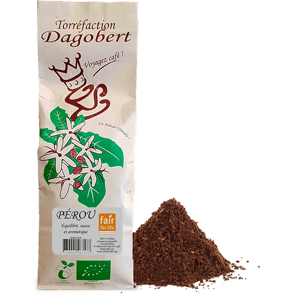 Les Cafés Dagobert -- Pérou 100% arabica, bio et équitable - moulu/filtre (origine Pérou) - 250 g