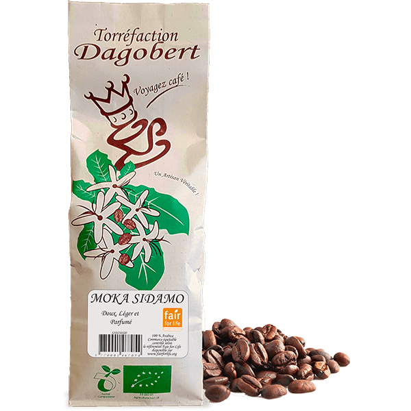 Les Cafés Dagobert -- Moka sidamo 100% arabica, bio et equitable - grains (origine Ethiopie) - 500 g