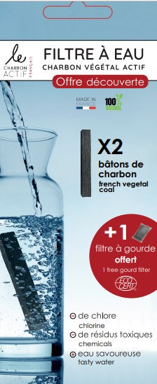 Le Charbon Actif Français -- Pack découverte 2 charbons actifs français + 1 filtre à gourde offert (origine France)