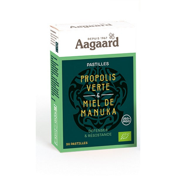 Aagaard -- Pastilles propolis verte et miel de manuka bio - 36 pastilles