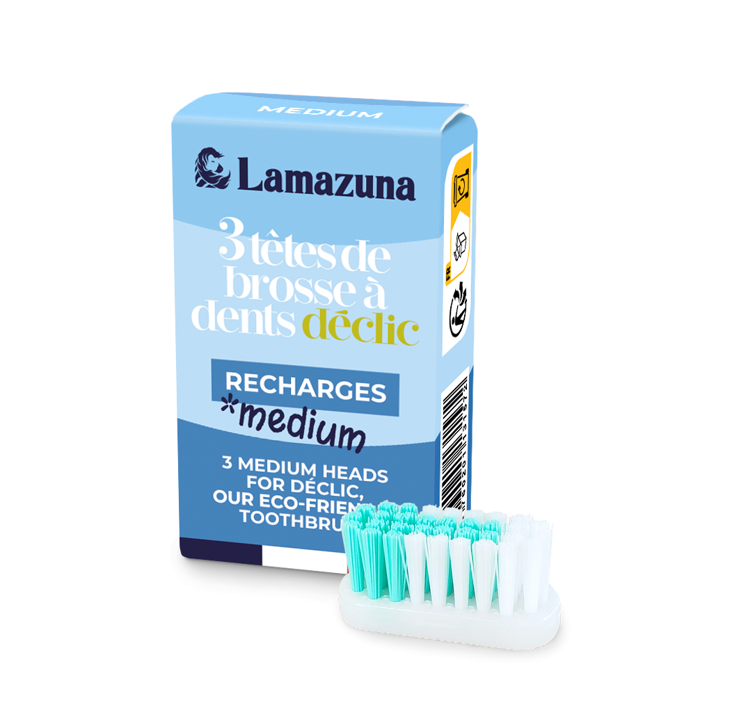 Lamazuna -- Recharge de 3 têtes de brosse à dents medium